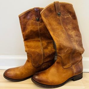 Frye Melissa Button Leather Tall Riding Boots Cognac 3477172 Women’s Size 8.5